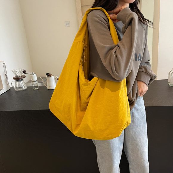 Slouchy Tote Bag Multipockets Nylon Purse Large Hobo Bags Solid ^_^ - Picture 2 of 7